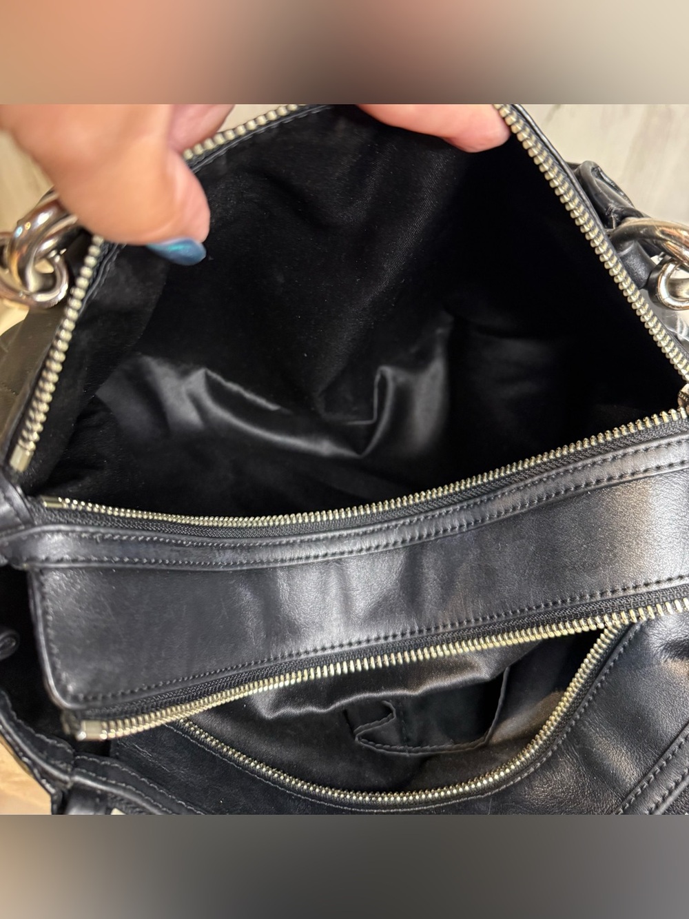 COACH Collette Black Leather Satchel Silver Hardware 2014 33447 - Picture 9 of 11